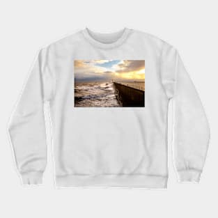 Stormy weather at Tynemouth Pier Crewneck Sweatshirt